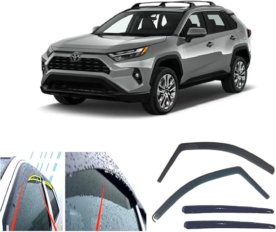 4x Rain Wind Deflectors for Toyota RAV4 (XA50) 2018 2019 2020 2021 2022 2023 2024 in-channel type