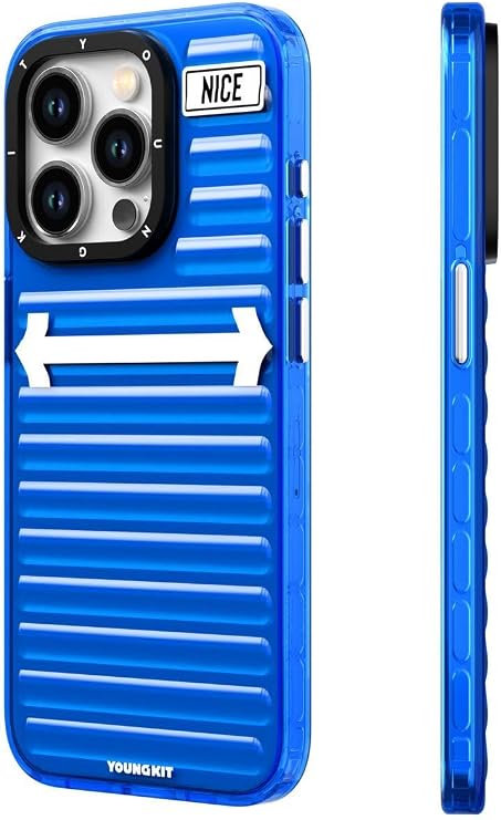 Youngkit iPhone 15 Pro Max Uyumlu Kılıf YoungKit Luggage FireFly Serisi Kapak Mavi
