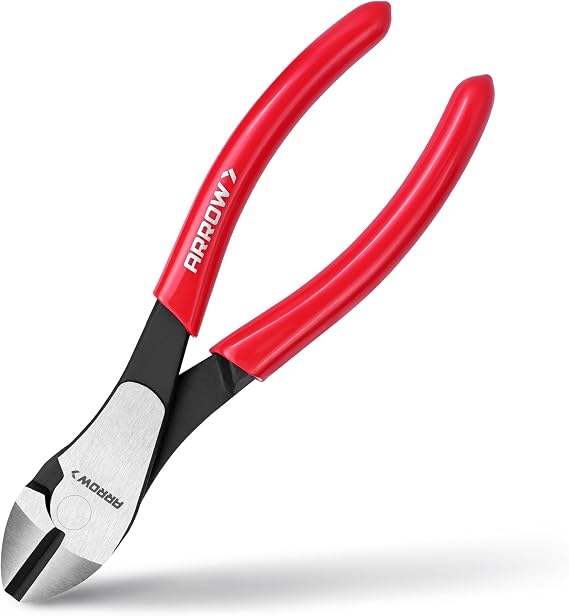 ARROW 7" High Leverage Diagonal Cutting Pliers, Wire Cutters, Side Cutters | Heavy Duty, Reinforced Jaws, Non-Slip Handle, Premium High Carbon Steel, Comfortable Grip, For Cutting Wires