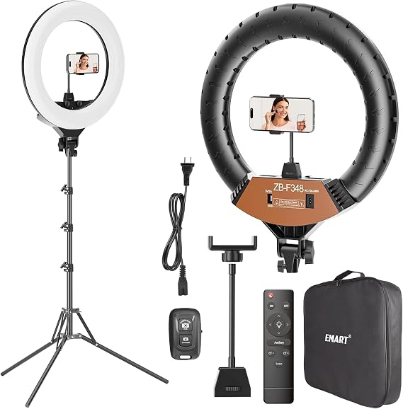 EMART 18in Ring Light with Stand, 2800-6500K LED Photography Lighting Kit