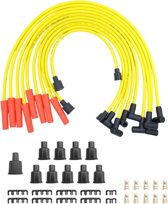 MAS 8mm Spark Plug Wire Compatible with GMC Chevrolet Ford SBC BBC Straight Boot Wires 305 307 327 350 400 396 402 427 454