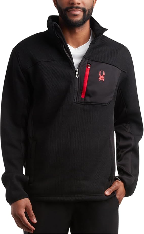Spyder Mens Quarter Zip Pullover - Mock Neck Brushed Fleece Sweater