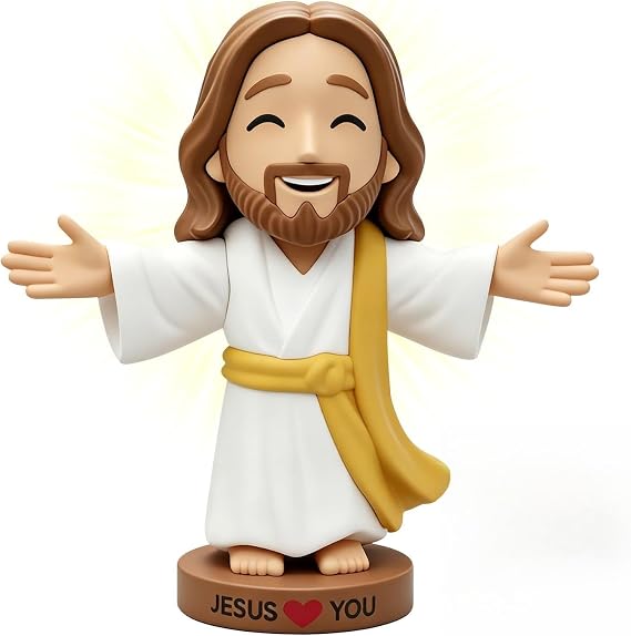 4 × 4" Jesus Figures, Jesus Loves You Statue, Religious Tiny Toy for Baptism Activities Party Supplies