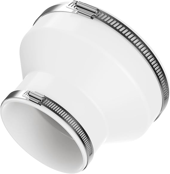HG Power 150mm to 100mm Ducting Reducer with Two Clamps Duct Adaptor for Tumble Dryer Vent Hose, Connect Round Duct Ventilation Extractor Fan