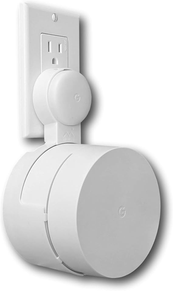 Google WiFi Outlet Holder Mount: [NEW 2020 Present Version Round Plug] The Simplest Wall Mount Holder Stand Bracket for Google WiFi Routers and Beacons - No Messy Screws! (1-Pack)