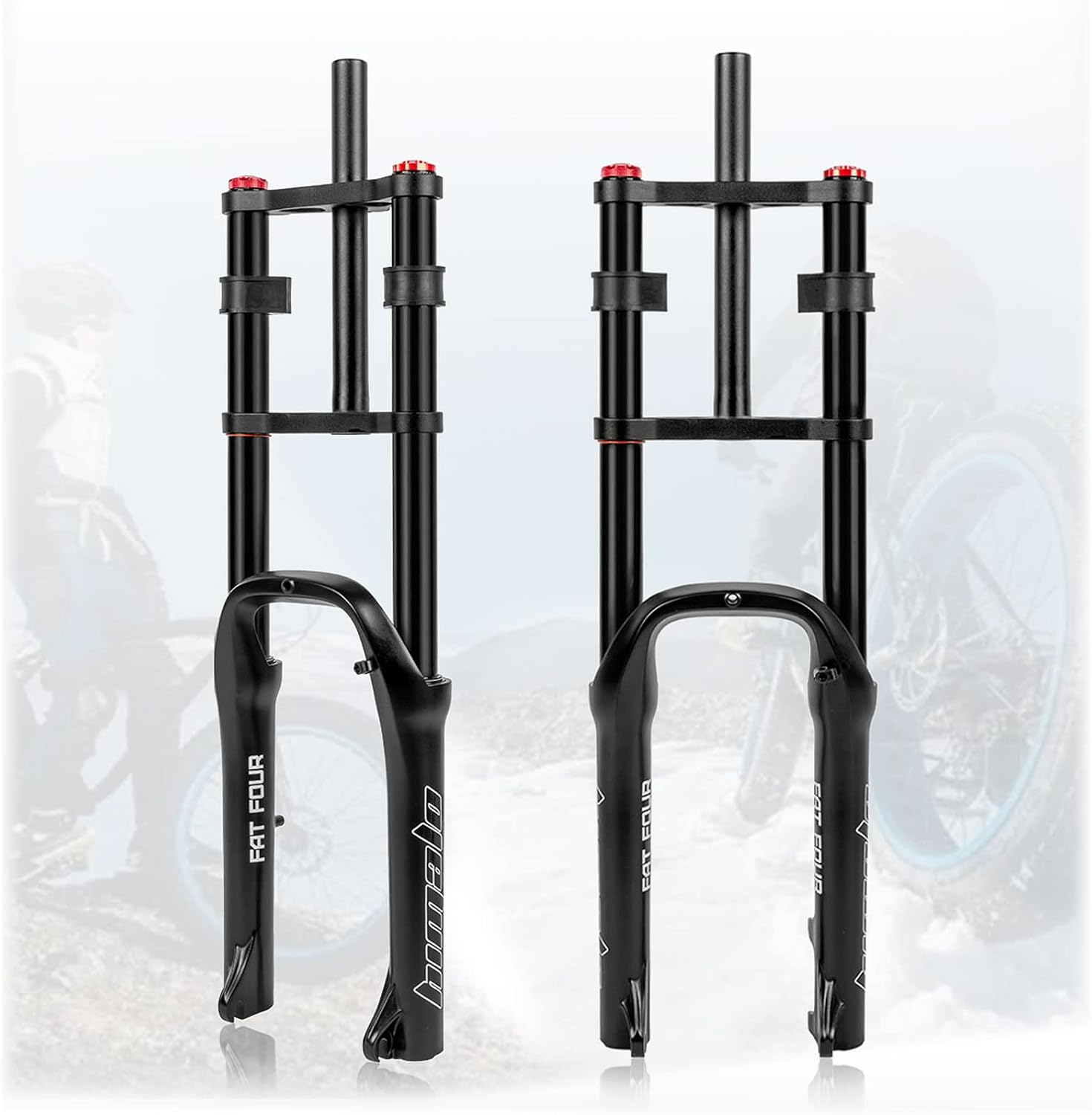20 Inch Bike Fat Fork 4.0 Tire Air Suspension Fork Double Shoulder 1-18 Disc Brake QR 135mm Travel 110mm Adjustable Rebound for Snow Beach XC MTB Bicycle 2880g Color : 20'' Black