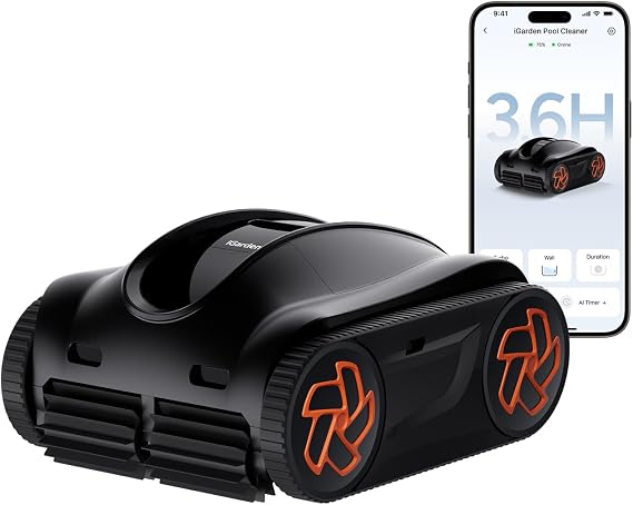 iGarden K Series Robotic Pool Cleaner, 3.6H Runtime, Above/Inground Pool