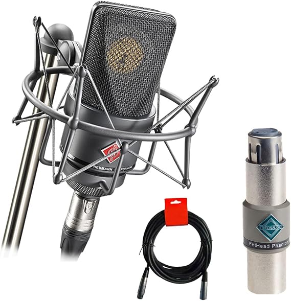 Neumann TLM 103 Large-Diaphragm Condenser Microphone, Mono Set, Black Bundle with Triton Audio FetHead Phantom in-Line Microphone Preamp and XLR Cable