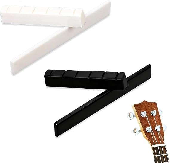 4 Piece Guitar Bridge Saddle Bone Saddle Set String Ends Guitar Leg Bridge Pieces 6 String Acoustic Classical Guitar Bone Bridge Saddle and Nut for Classical Guitar (Black White)