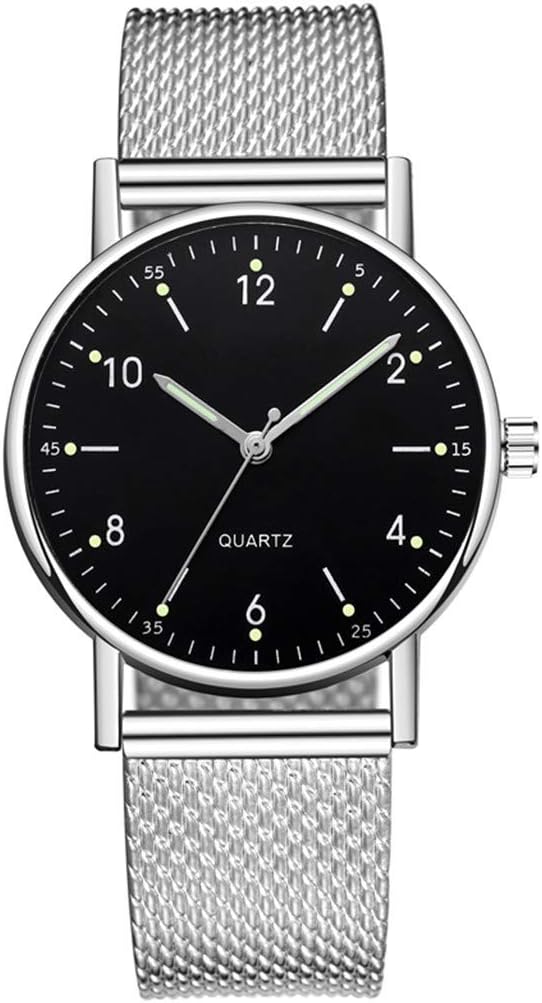 TXWZM Women's Wristwatch, Glittering Watch, Analog Metal Band, Men's Quartz, Scratch Resistant, Unisex, Analog, Simple Dial, Easy to Read Fashion, Thin, Lightweight