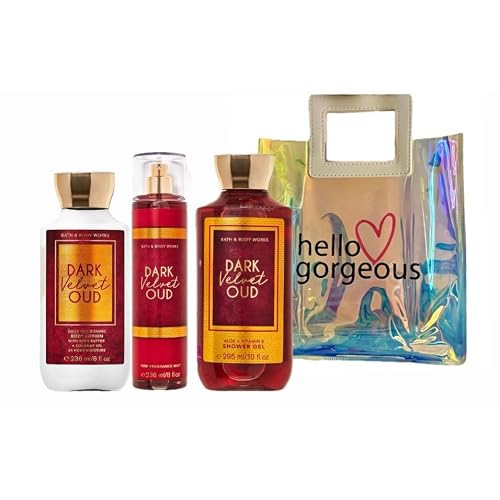 Dark Velvet Oud - White Barn - Bath BodyWork - 3 Piece Bundle - Premium Beauty - Full Size and Hello Gorgeous Gift Bag Packaging May Vary