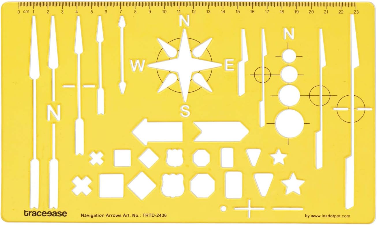 Traceease Map Drafting Navigation Arrows Template Drawing Stencil,Designing Template Measuring Ruler