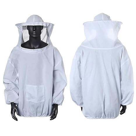 Beekeeping Jacket with Hat, White Beekeeper Suit for Men Women