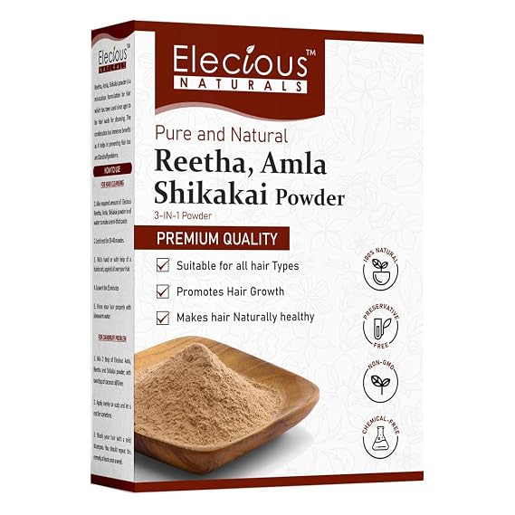 Saheb Elecious Premium Amla, Reetha, Shikakai Powder Combo Pack for Healthy Hair