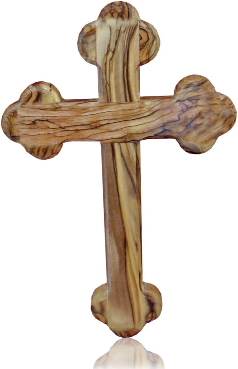 Zuluf 22cm  8.6 Inches Plain Orthodox Cross - Bethlehem Olive Wood Factory - Wooden Olive Wood Cross from Bethlehem - Wall Cross for Home Office Decor - with Holy Land Card Certificate CRS089