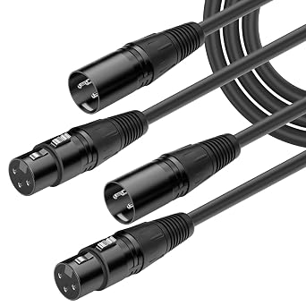XLR Cables 6ft 2Pack, Microphone Cable XLR Male to Female 3-Pin | Ideal Mic Cord for Stage & Studio - Oxygen-Free Copper (OFC) for Clear Audio