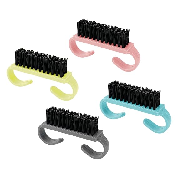 4 Pack Nail Brushes for Cleaning Fingernails, Travel Size Hand Scrub Cleaning Brush or Nails and Toes, Multicolor Mini Handle Grip Nail Brushes