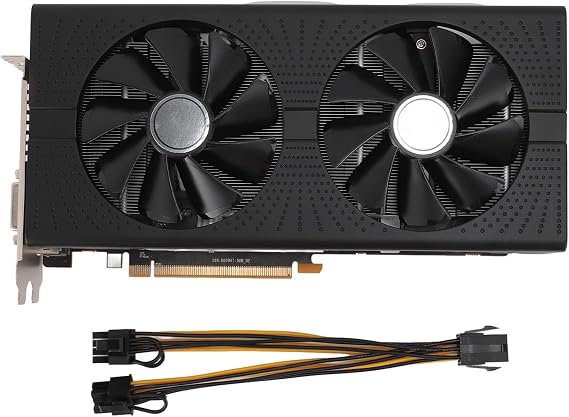 RX590 8GB GDDR5 256bit Gaming Graphics Card Powerful High Performance GPU 1460MHz Core Frequency 2304 CUDA Core Double Fan Cooling System for PC Gaming VR Desktop Computer