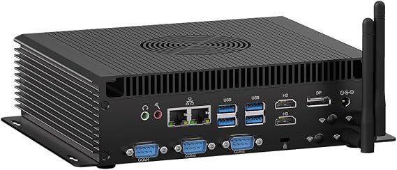 WEIDIAN Industrial PC DC 9~36V, Fan Cooling Mini PC Win 11 Pro i5 1235U, 8GB DDR5 256GB NVME SSD, Mini Computer 6x COM (RS232/422/485), 4K 3x Displays, 8USB, WiFi6 BT5.2, 2x 2.5G LAN, Auto Power On