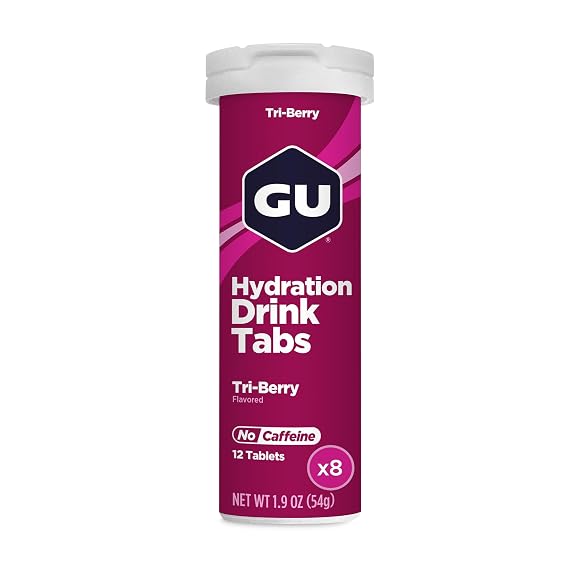 GU Energy Hydration Electrolyte Drink Tablets, 8-Count(96 Servings), Tri-Berry