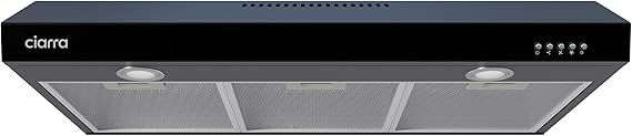 CIARRA Black Range Hood 30 inch Under Cabinet Ductless Ducted Convertible, Slim Kitchen Stove Vent Hood with 3 Speed Exhaust Fan