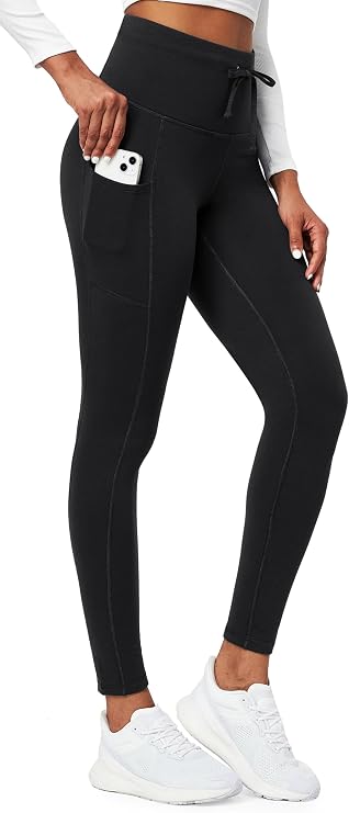 Ewedoos Fleece Lined Leggings Women Water Resistant Winter Thermal Leggings with Pockets Tummy Control Warm Hiking Yoga Pants