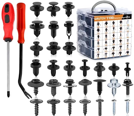 Car Bumper Clips Automotive Push Pins 1102PCS Plastic Rivets Shield Retainer Clips Assortment Xmas Tree Fasteners Kit Most Common Sizes Auto Body Push Pin with Removers for Ford Honda Chrysler GM
