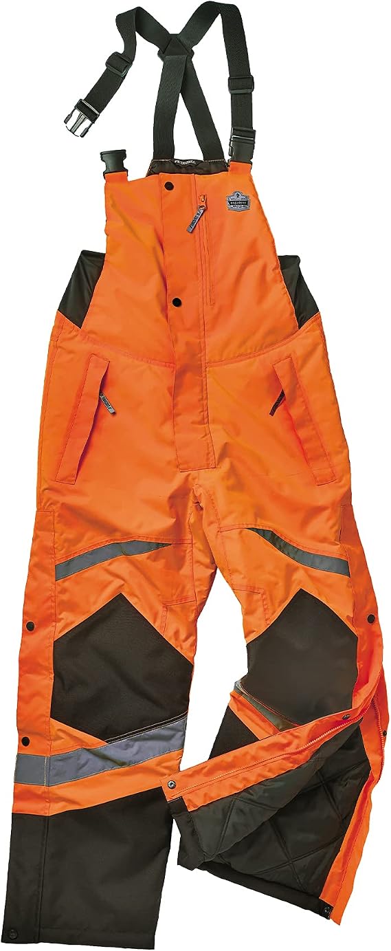 Ergodyne GloWear 8928 Insulated Thermal Bib Overalls, High Visibility, Weather-Resistant