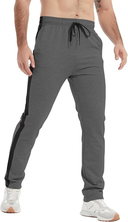 Idtswch 36" Inseam Men's Tall Striped Sweatpants Workout Training Lounge Joggers Pants with Pockets