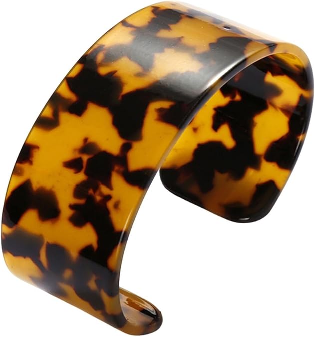 Leopard Acrylic Tortoiseshell Chunky Thick Wide Open Cuff Lightweight Plastic Wrap Bracelet Vintage Acetic Acid Tortoise Shell Wide Bangle Retro