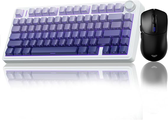 AULA Wireless Keyboard and Mouse Combo, F75 Pro Mechanical Keyboards,75% Gasket Hot Swappable Custom Keyboard+SC580 Wireless Gaming Mouse Black