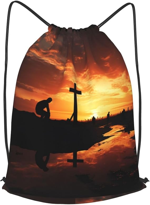Drawstring Backpack Woemn Men Sports Gym Sack Lightweight Drawstring Bags People At Dusk Cinch Bag Sackpack For Work Swim Travel