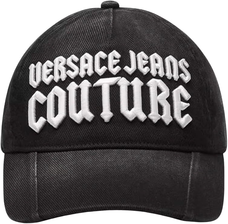 VERSACE JEANS COUTURE Black/White Gothic Logo Baseball Cap