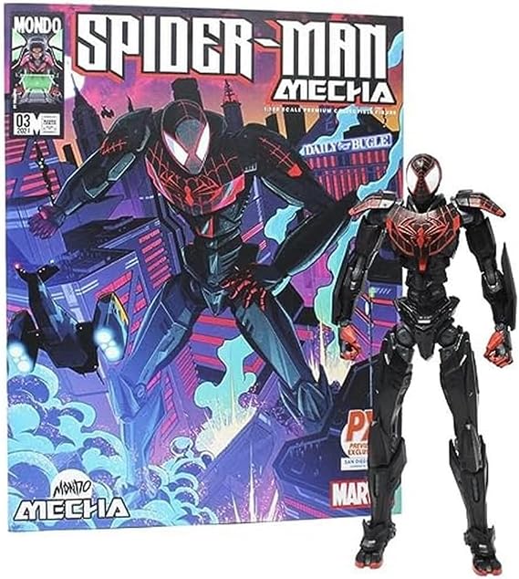 Mondo Tees San Diego Comic-Con 2021 Exclusive Mondo Mecha Marvel Spider-Man Miles Morales Action Figure, Multicolor, 25 Ounce