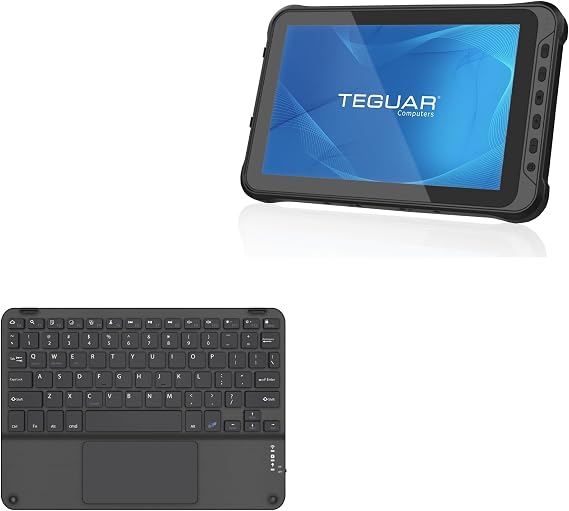 BoxWave Keyboard Compatible with Teguar TRT-Q5380-10 - SlimKeys Bluetooth Keyboard with Trackpad, Portable Slim TouchPad - Jet Black