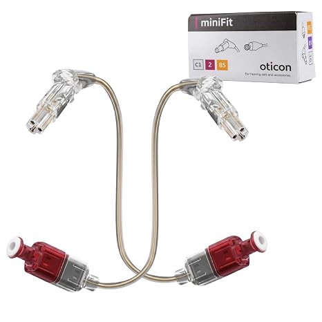 Oticon Hearing Aid Receiver Wire Type 85, Genuine OEM MiniFit Speaker Unit Size 2 Right Red for Moderate Hearing Loss - Compatible with Oticon Bernafon Hearing Aid Supplies - 1 PCS (Minifit-Size-2-Right-Red)