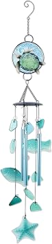 Sunset Vista Designs Windchimes - Handcrafted Glass and Metal Coastal Themed Wind Chime, 36-Inch, Turtle