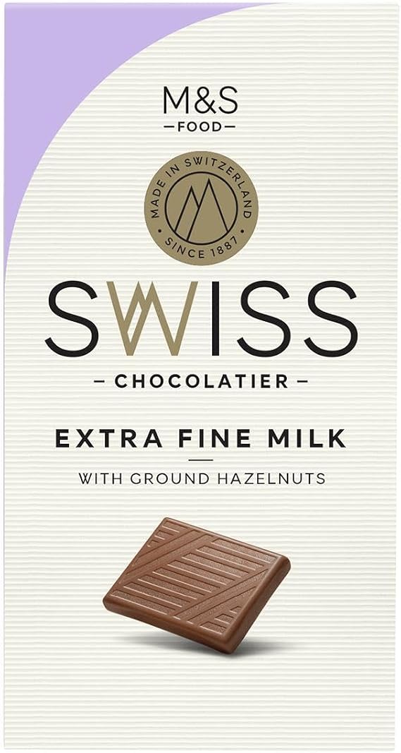 M&S Swiss Chocolatier Extra Fine Milk Chocolate with Ground Hazelnuts, 125g