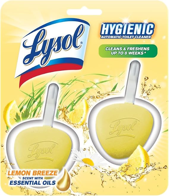 Lysol Hygienic Automatic Toilet Bowl Cleaner, Lemon Breeze, 2ct