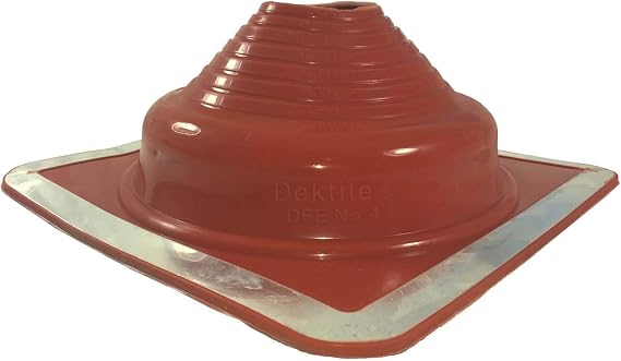 #4 Dektite Red Silicone High-Temp Pipe Flashing - Fits 3" to 7" Pipe - 11" Square Base - 392F Rated - Metal Roof Boot (DFE204RE) - 1 Unit
