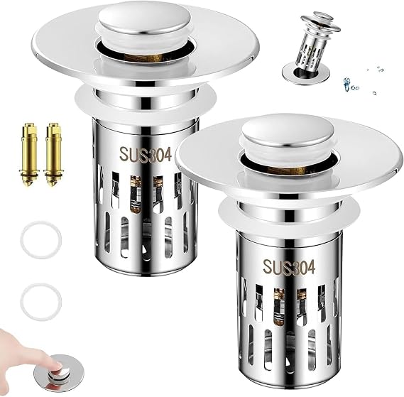 Sink Plug,compositiont Sink Stopper, Universal Sink Drain Stopper,2025 New pop up Sink stoppers for Bathroom Sink Hair Catcher,Floor Drain Filter (2PCS)