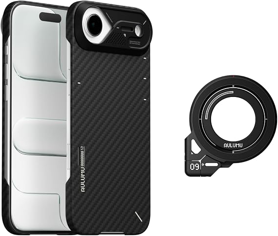 Aulumu A17 Aramid Fiber iPhone Air Case + G09 Magnetic Ring Grip,Includes (A17) Black + (G09) Black