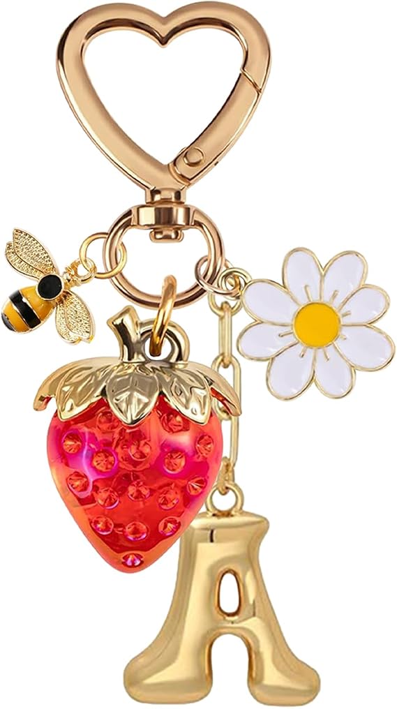 Cute Strawberry Keychains, Bag Charms Purse Keychains for Handbags, Fashion Accessories Gifts Name Keychain