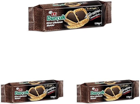 Eti Burçak Bitter Çikolatalı Yulaflı Bisküvi 114 g 3lü paket