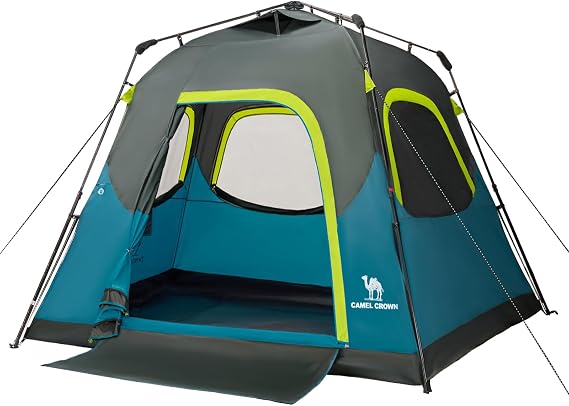 CAMEL CROWN 4/6 Person Instant Cabin Tent, Pop Up Windproof Tents for Camping, 60-Second Setup Family Tent with Carry Bag for Outdoor Hiking