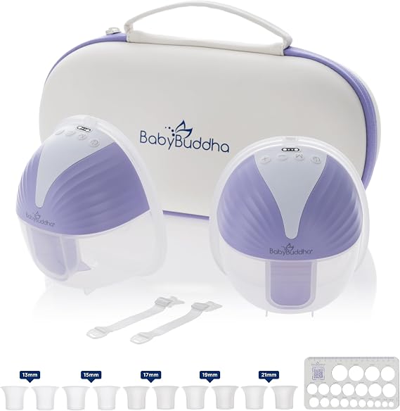 Wearable Breastfeeding Pump with 30 Settings, Double Hands Free, 6oz | BabyBuddha Breast Pump with 30 Comfort Settings, Strong Suction, 4 Modes, Rechargeable, Easy to Clean and Compact for Travel
