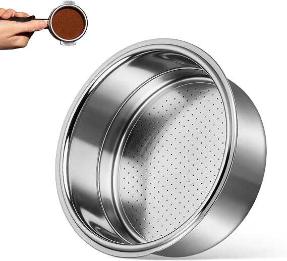 1PCS Stainless Steel Coffee Filter, 51mm Double Layer Pressurized Filter Basket Espresso Filter Basket Espresso Machine Parts for Portafilter Coffee Machine(Double Cup)