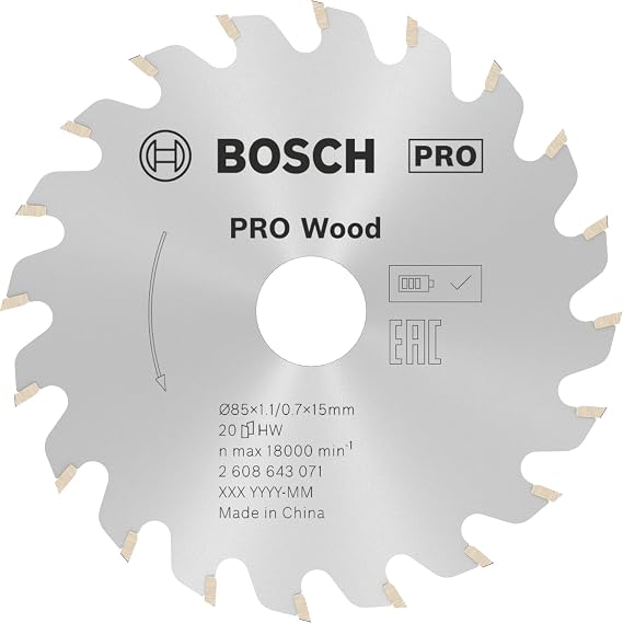 Bosch Professional Accessories circular saw blade Optiline wood, 85 x 15 x 1.1 mm, number of teeth 20, 1 piece, 2608643071