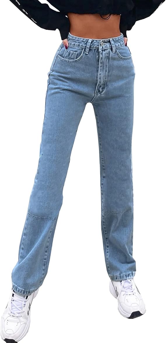 Women's Regular Relaxed Fit Straight Leg High Waisted Trendy Vintage Boyfriend Juniors Mom Jeans