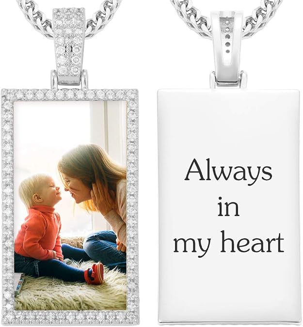 YIMERAIRE Custom Photo Necklace Personalized Picture Pendant Necklace for Women Round Memory Pendant Necklace with Rope Chain Hip Hop Jewelry for Men